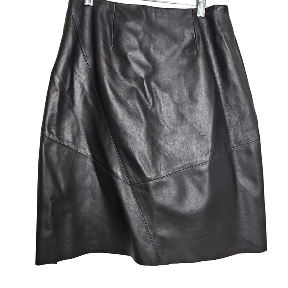 Anne Klein Women's Black Leather Skirt Laser Cut Detail Size 6 - Picture 7 of 8